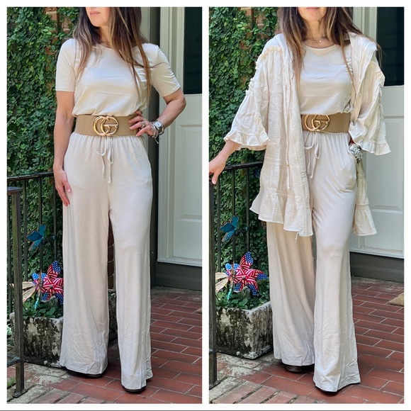 ShopEvelynne Pants - #10 Off White  KNIT Romper with POCKETS!